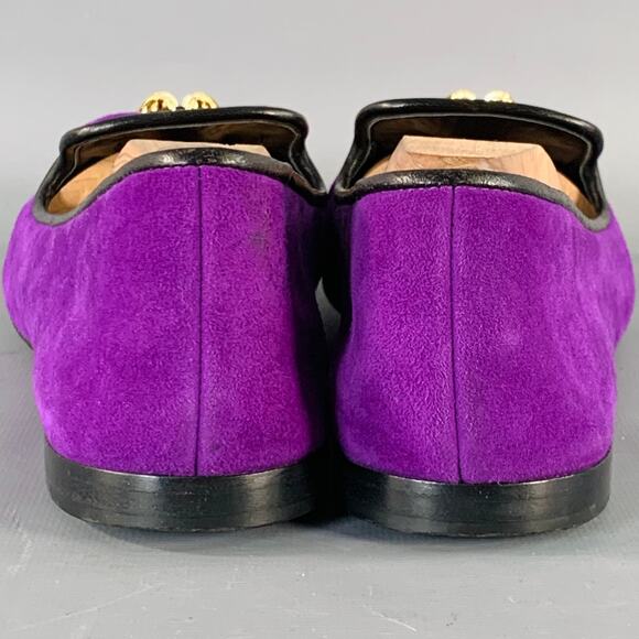 GIUSEPPE ZANOTTI Size 9 Purple Suede Slip On Metal Tassel Loafers - Picture 3 of 8